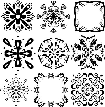 黑白古典花纹图案