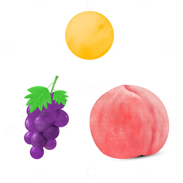 源文件下载【趣麦麦图】手绘 水果 葡萄 月亮 桃子