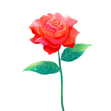 红色玫瑰花七夕元素