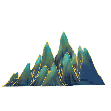 国潮山水山脉山峰手绘国潮元素