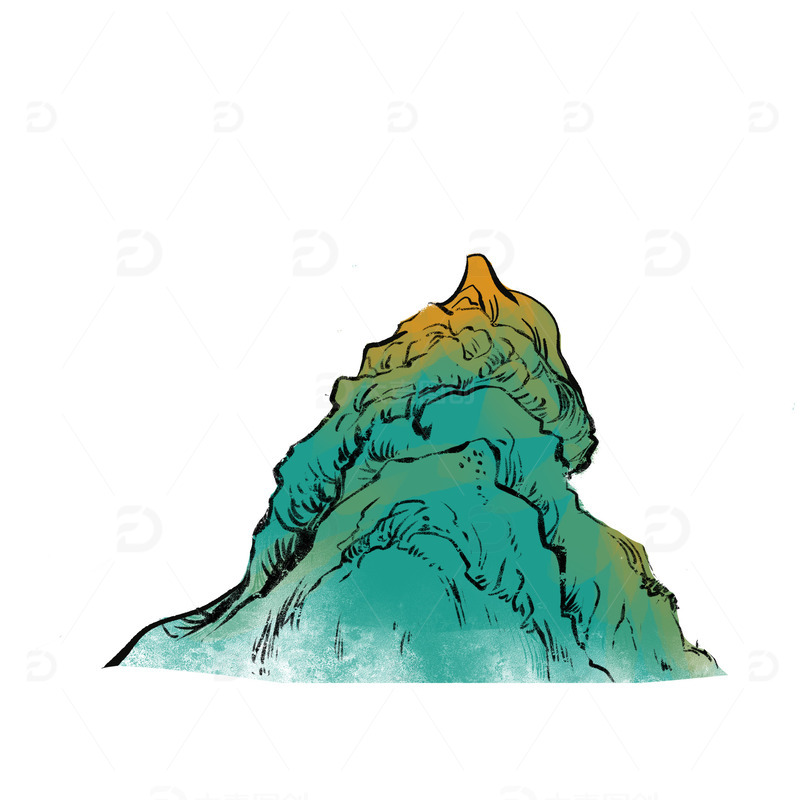 源文件下载【趣麦麦图】手绘国潮山水山脉山峰山丘山元素