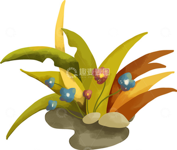 源文件下载【趣麦麦图】绿色扁平风草丛手绘图