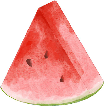 红色水彩风西瓜手绘图