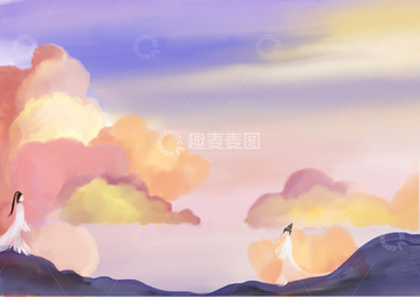 源文件下载【趣麦麦图】紫色浪漫七夕约会见面手绘图