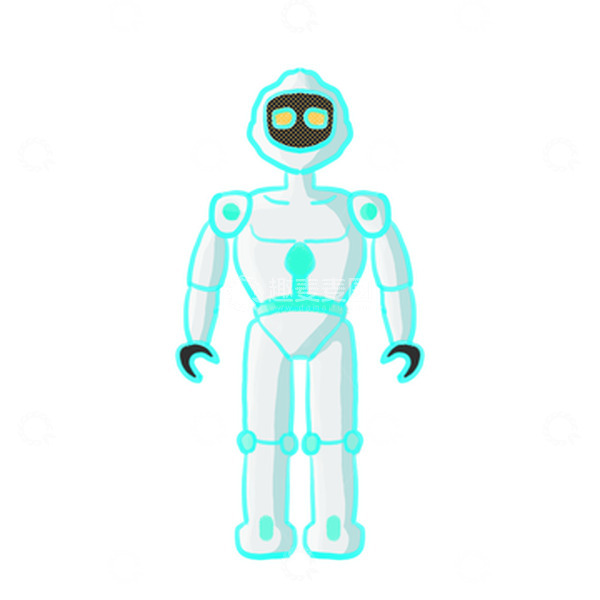 源文件下载【趣麦麦图】蓝色白色小清新机器人科技互联网大数据插画
