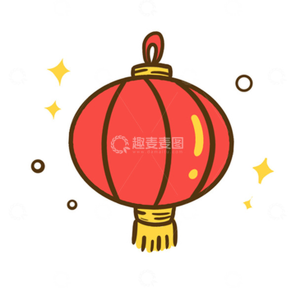 源文件下载【趣麦麦图】红色卡通灯笼七夕手绘图