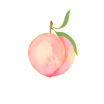 手绘水彩风水果桃子水蜜桃元素