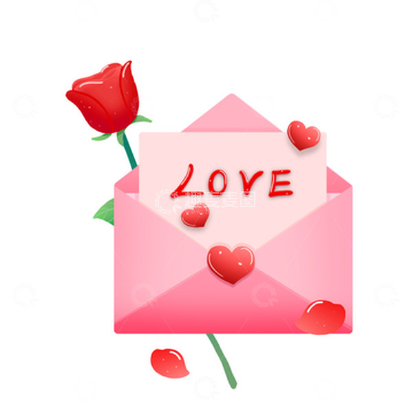 源文件下载【趣麦麦图】情书和玫瑰七夕元素