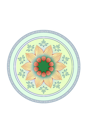 国潮 盘子 青花瓷 手绘装饰元素