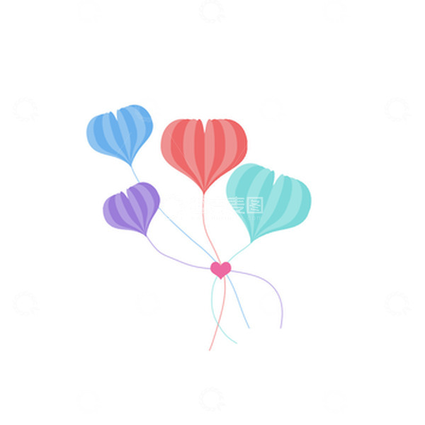 源文件下载【趣麦麦图】彩色渐变爱心气球七夕元素