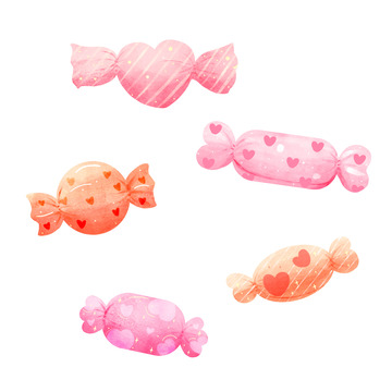 粉色爱心糖果甜蜜七夕元素