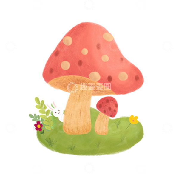 源文件下载【趣麦麦图】手绘小清新蘑菇小兔子