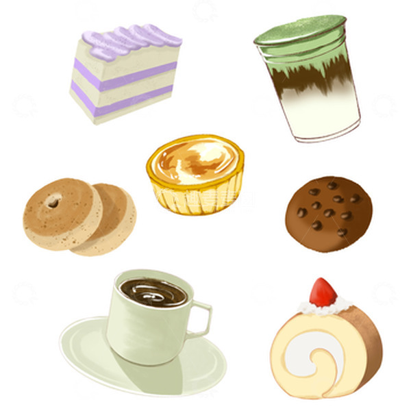源文件下载【趣麦麦图】-原创甜品手绘贴纸美食可爱装饰