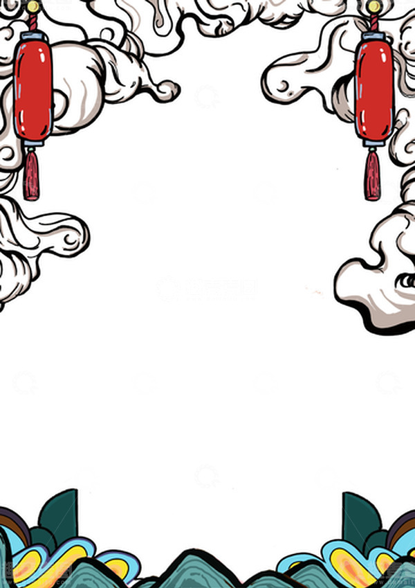 源文件下载【趣麦麦图】红色国潮风喜庆节日背景手绘图