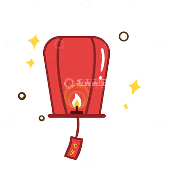 源文件下载【趣麦麦图】卡通孔明灯七夕祈福手绘图