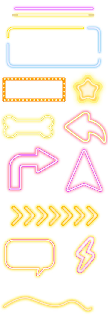 霓虹灯灯管边框箭头荧光素材