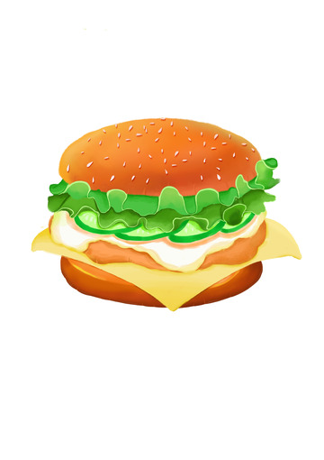 美食炸鸡汉堡可口汉堡手绘图