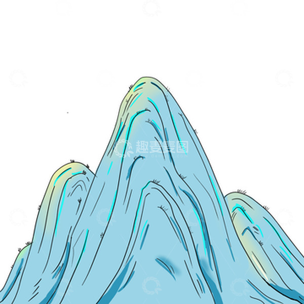 源文件下载【趣麦麦图】蓝绿色古风国潮山峰山丘小山
