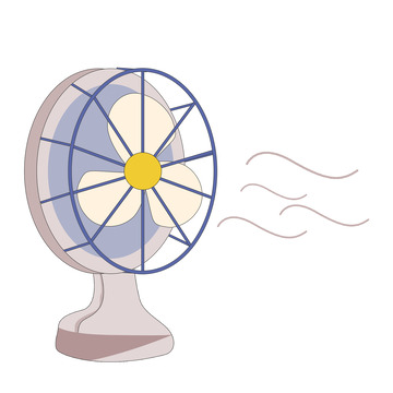 紫色卡通可爱夏季大暑风扇手绘元素图