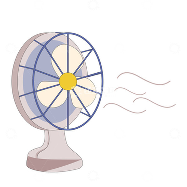 紫色卡通可爱夏季大暑风扇手绘元素图