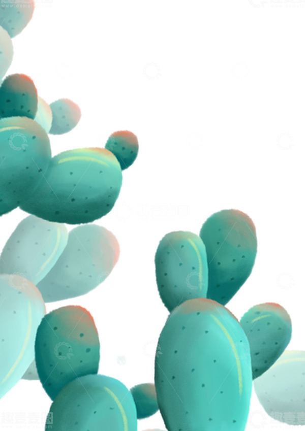 源文件下载【趣麦麦图】绿色小清新植物手绘仙人掌