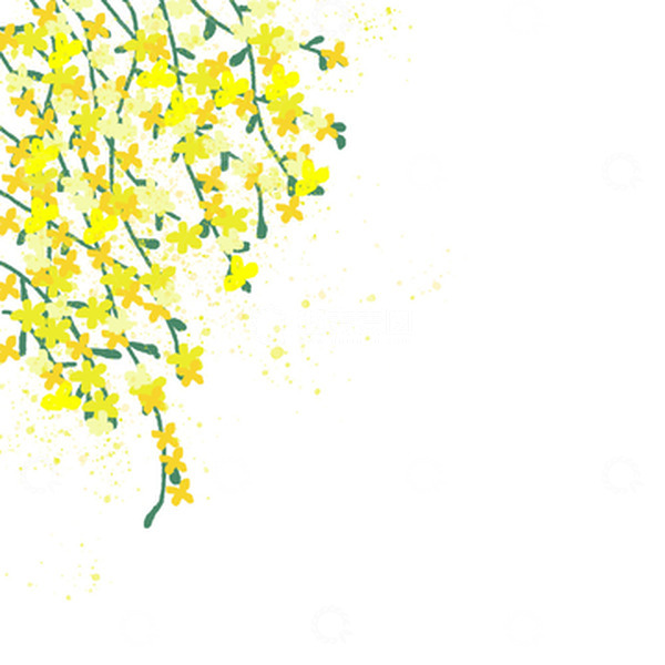 源文件下载【趣麦麦图】黄色夏天大暑落花枝条手绘素材