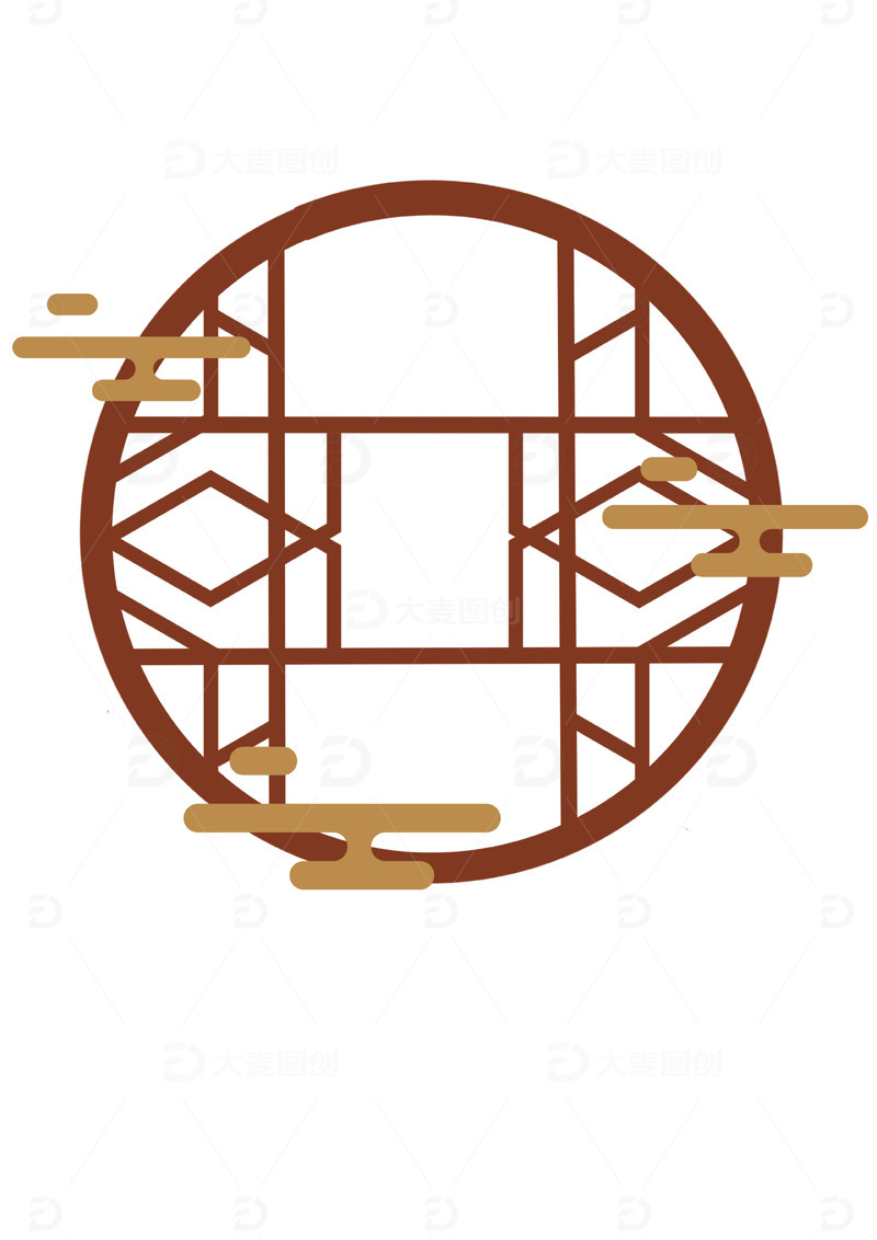 源文件下载【趣麦麦图】棕色中国风国潮风窗户插画