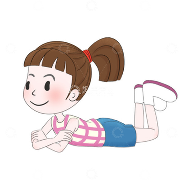 源文件下载【趣麦麦图】粉色夏装商插风趴地女孩大暑手绘元素