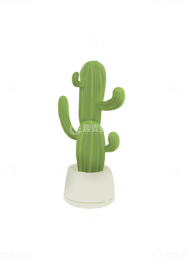 源文件下载【趣麦麦图】绿色可爱小清新植物盆栽装饰仙人球仙人掌