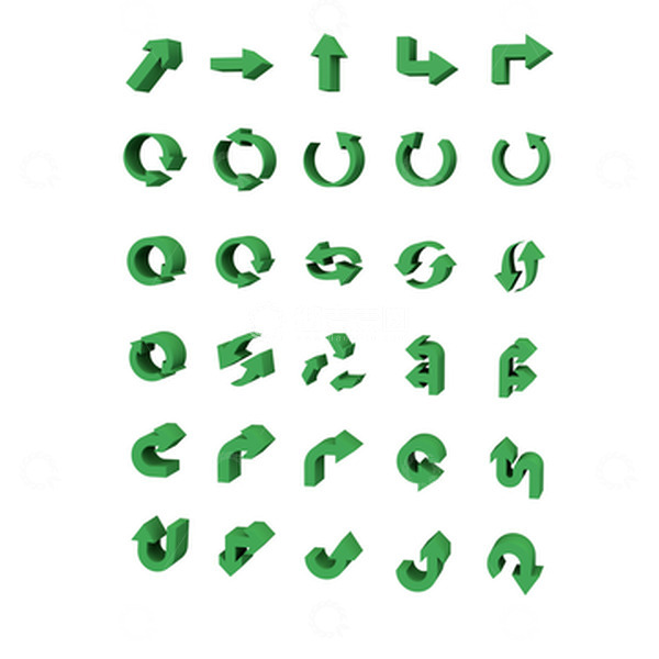 源文件下载【趣麦麦图】C4D绿色立体箭头多元素
