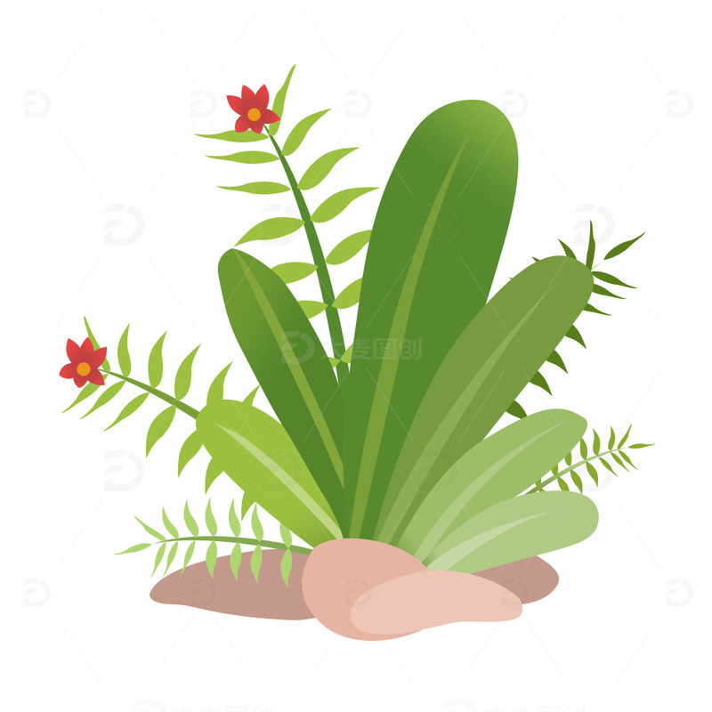 大暑植物png扁平风插画夏天