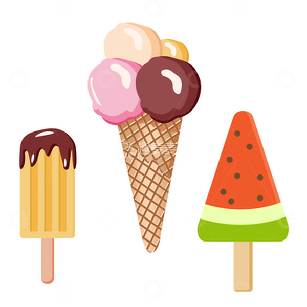 源文件下载【趣麦麦图】彩色冰淇淋卡通可爱风巧克力冰棍西瓜冰棍