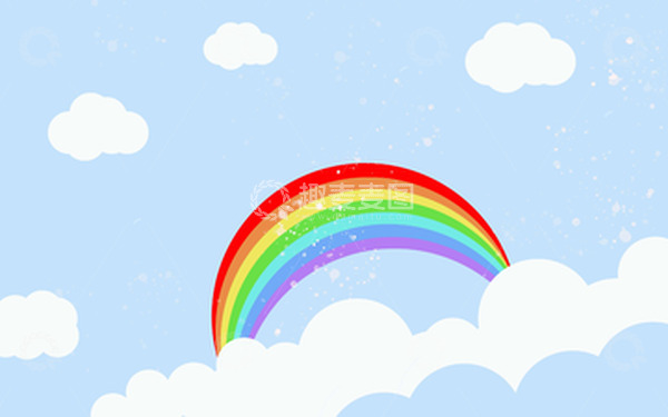 源文件下载【趣麦麦图】七色彩虹扁平天空背景图