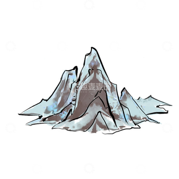 源文件下载【趣麦麦图】手绘国潮山水山峰元素
