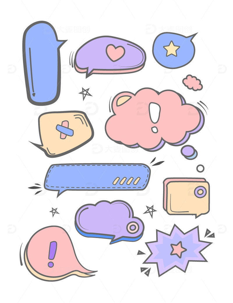 源文件下载【趣麦麦图】卡通可爱漫画对话框标题边框横幅