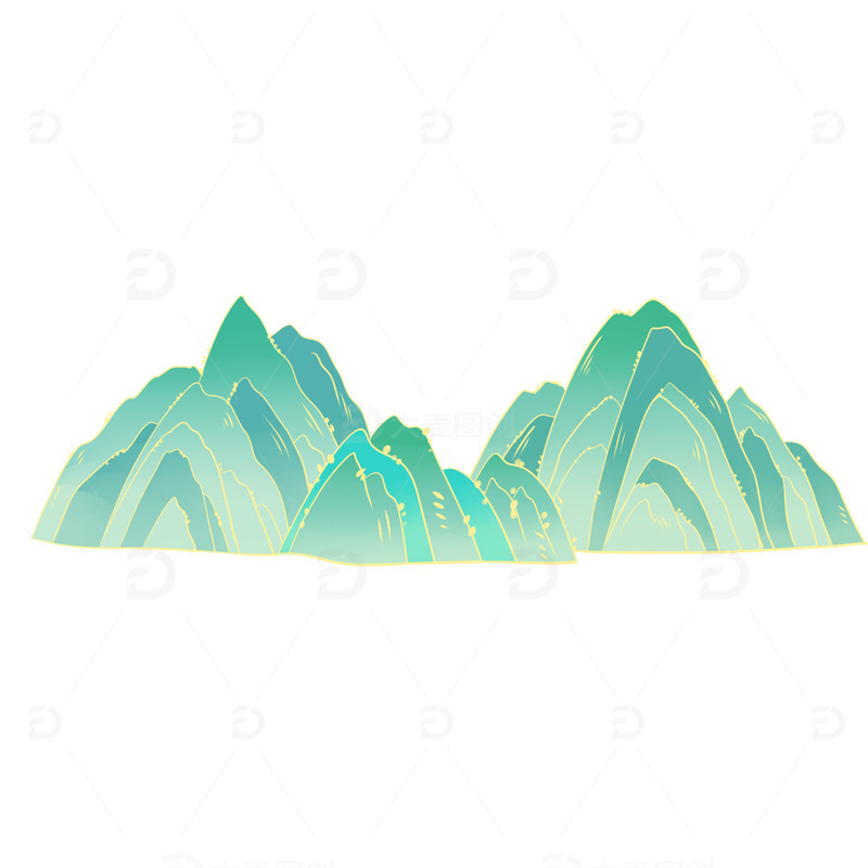 源文件下载【趣麦麦图】手绘国潮山水山脉山元素