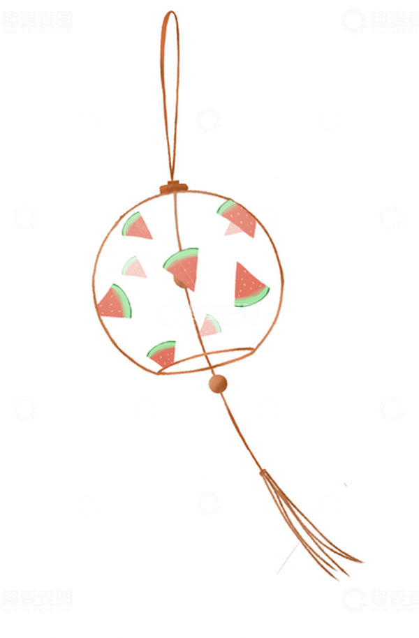 源文件下载【趣麦麦图】圆风铃夏天大暑西瓜玻璃