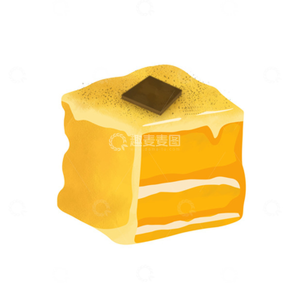 源文件下载【趣麦麦图】橙色奶油夹心蛋糕甜点巧克力手绘