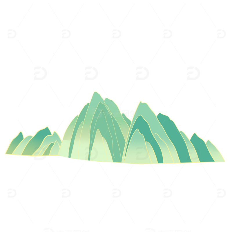 源文件下载【趣麦麦图】-手绘国潮山水山山峰元素