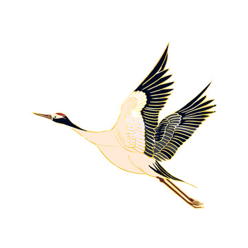 国潮手绘仙鹤元素