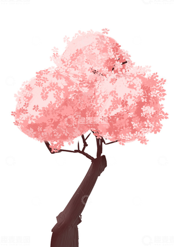 源文件下载【趣麦麦图】粉色春天唯美浪漫情人节七夕樱花树