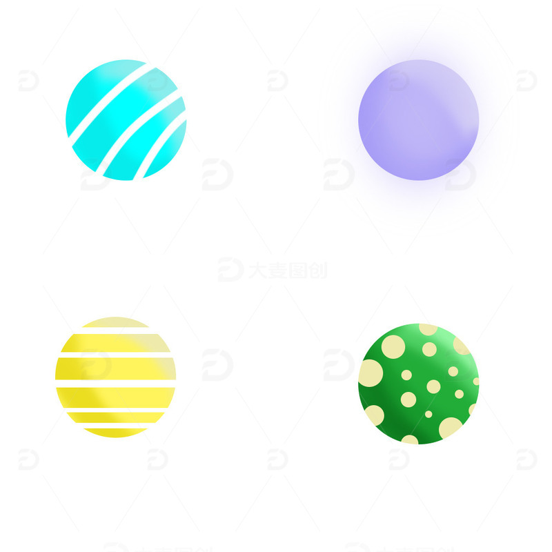 源文件下载【趣麦麦图】彩色立体球球元素
