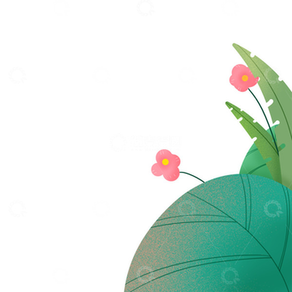 源文件下载【趣麦麦图】绿色商插风植物装饰手绘元素
