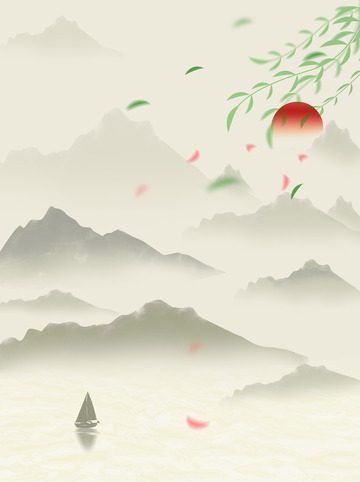 古风山水墨古典海报背景