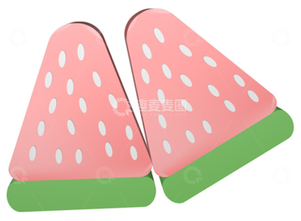 源文件下载【趣麦麦图】卡通可爱大暑节气c4d西瓜3D立体元素