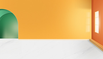 黄色绿色小清新清爽大厅房间空间背景