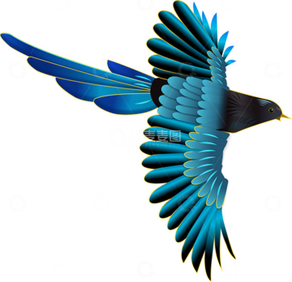 源文件下载【趣麦麦图】七夕情人节喜鹊青蓝色国潮元素鹊桥元素