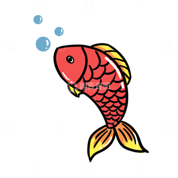 源文件下载【趣麦麦图】-卡通鲤鱼锦鲤吐泡泡手绘图