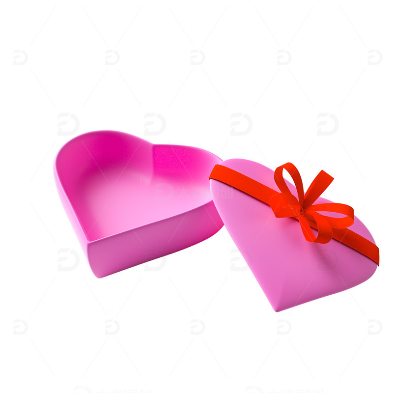 浅紫洋红温馨浪漫七夕心形卡通礼盒