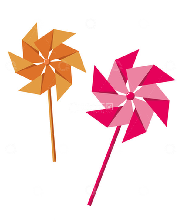 源文件下载【趣麦麦图】夏季卡通风车